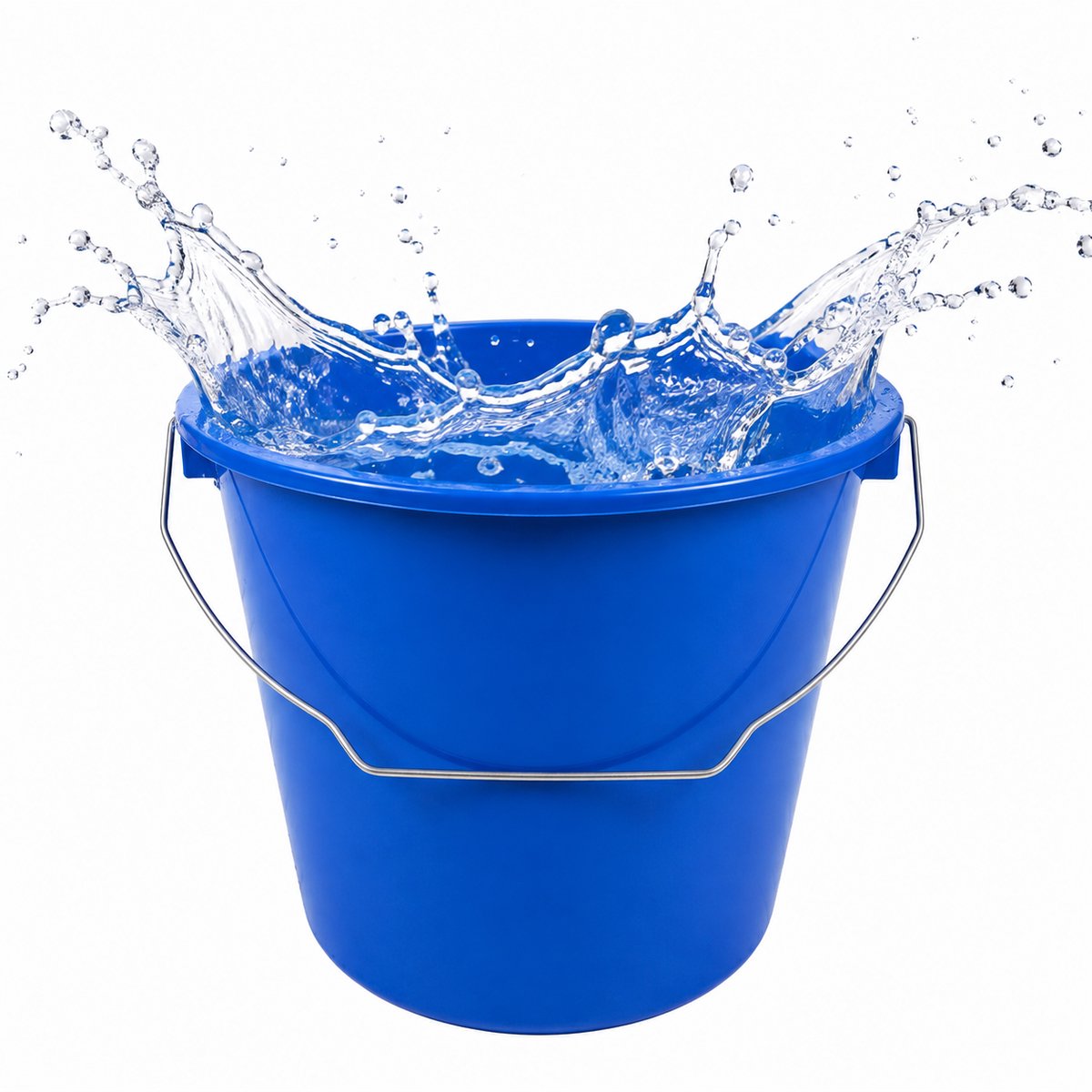 Blauwe Emmer 5 Liter – Kunststof Huishoudemmer met Metalen Hengsel – Ø 23 x 20 cm – Stevige Schoonmaakemmer voor Huishouden, Tuin, Klussen & Water – Blauw