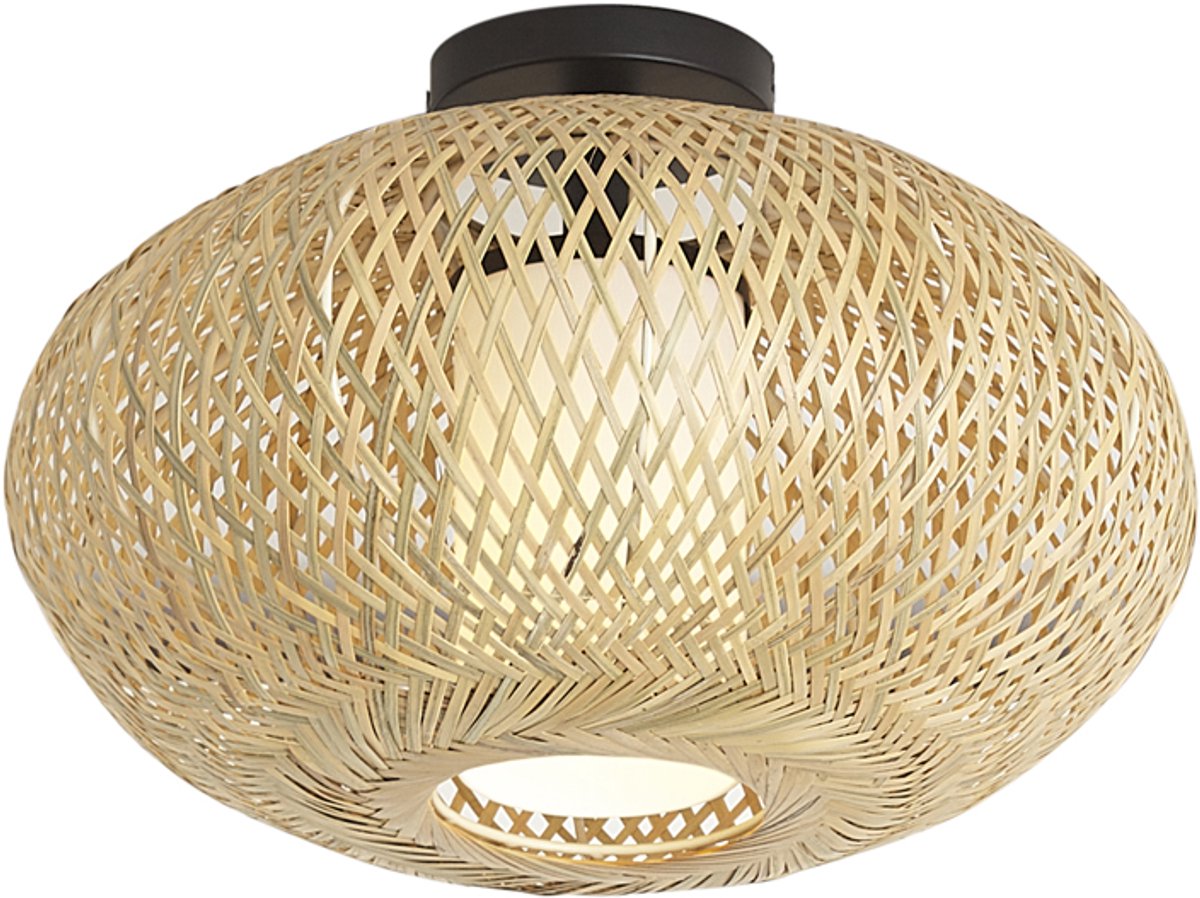 Qazqa japandi plafondlamp voor in de tuin - Moana - naturel, max. 15W, geschikt voor led, 42cm, IP44