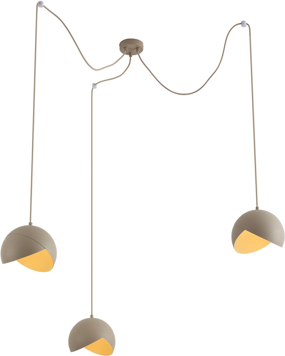 Qazqa design hanglamp - Tulip - beige, rond, 3-lichts, 26cm, ideaal als woonkamer lamp