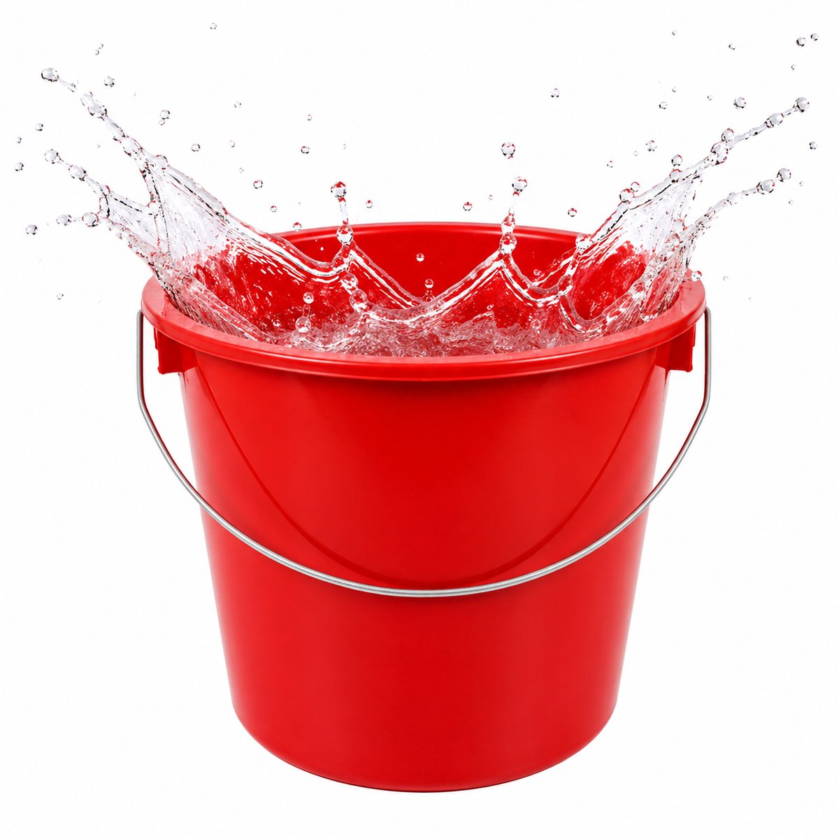 Rode Emmer 5 Liter – Kunststof Huishoudemmer met Metalen Hengsel – Ø 23 x 20 cm – Stevige Schoonmaakemmer voor Huishouden, Tuin, Klussen & Water – Rood