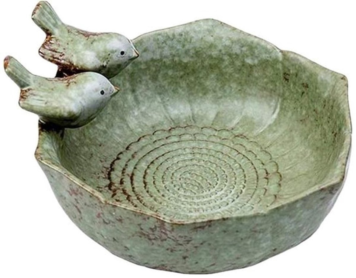 Vogelbad Decoratief - Vogeldrinkschaal - Vogelbad Buiten - Keramiek - Afmetingen 15x15x7,5 cm - Regelmatig Reinigen - Vogelschaal