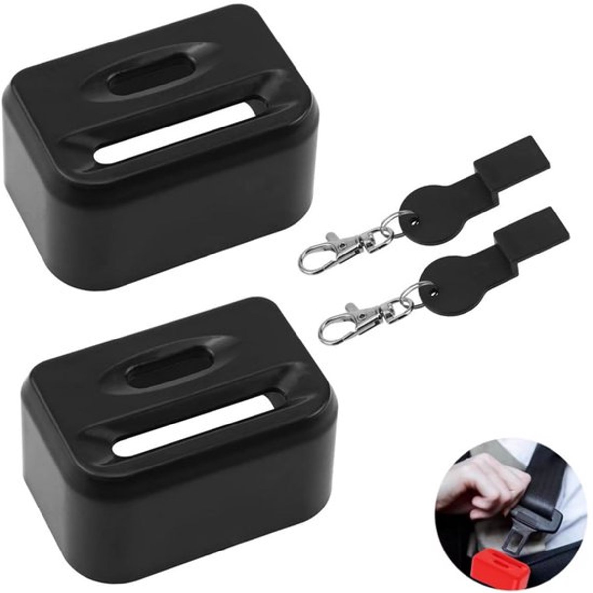 2 stuks - gordel gesp beschermers - autogordel gespen - kinderslot gordel gesp hoes - veiligheidsgordelslot voor kinderen - met 2 sleutels - kindergordelsloten - veiligheidsgordelaccessoires - voor de meeste auto's (niet voor vrachtwagens) - zwart