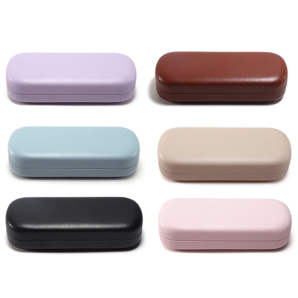 Brillenetuis - Set van 6 - Harde etui - Brillenhoes - Brillenetuis van PU-leer - Geschikt voor zonnebrillen en brillen op sterkte - Unisex brillenetuis - 16 x 6,4 x 3,6 cm