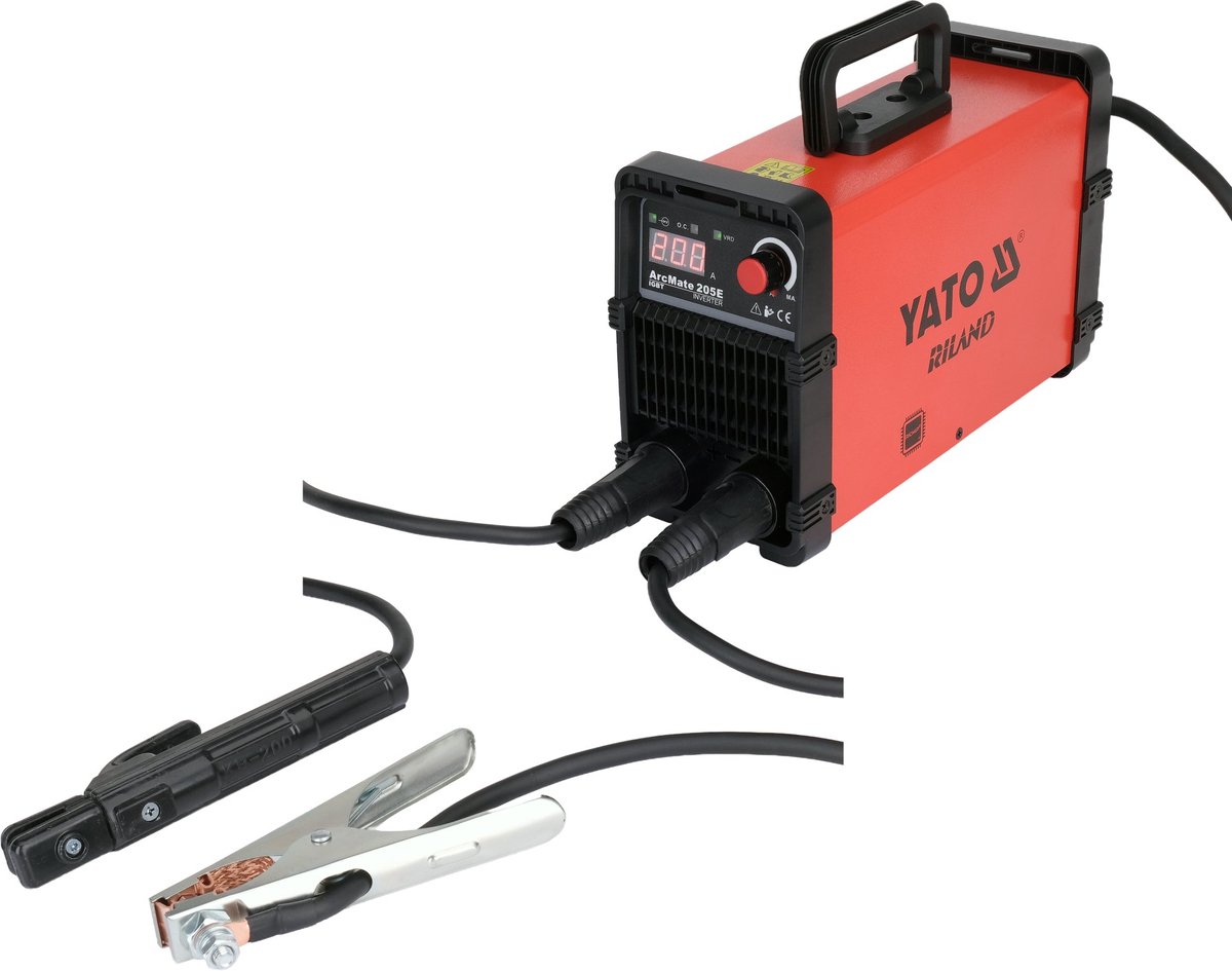 YATO ArcMate 205E Inverter Lasapparaat YT-81382 – 200A – MMA / Elektrode – Slechts 3,5 kg – Geavanceerde RICHIP Microprocessor – Inclusief Elektrodehouder & Massakabel
