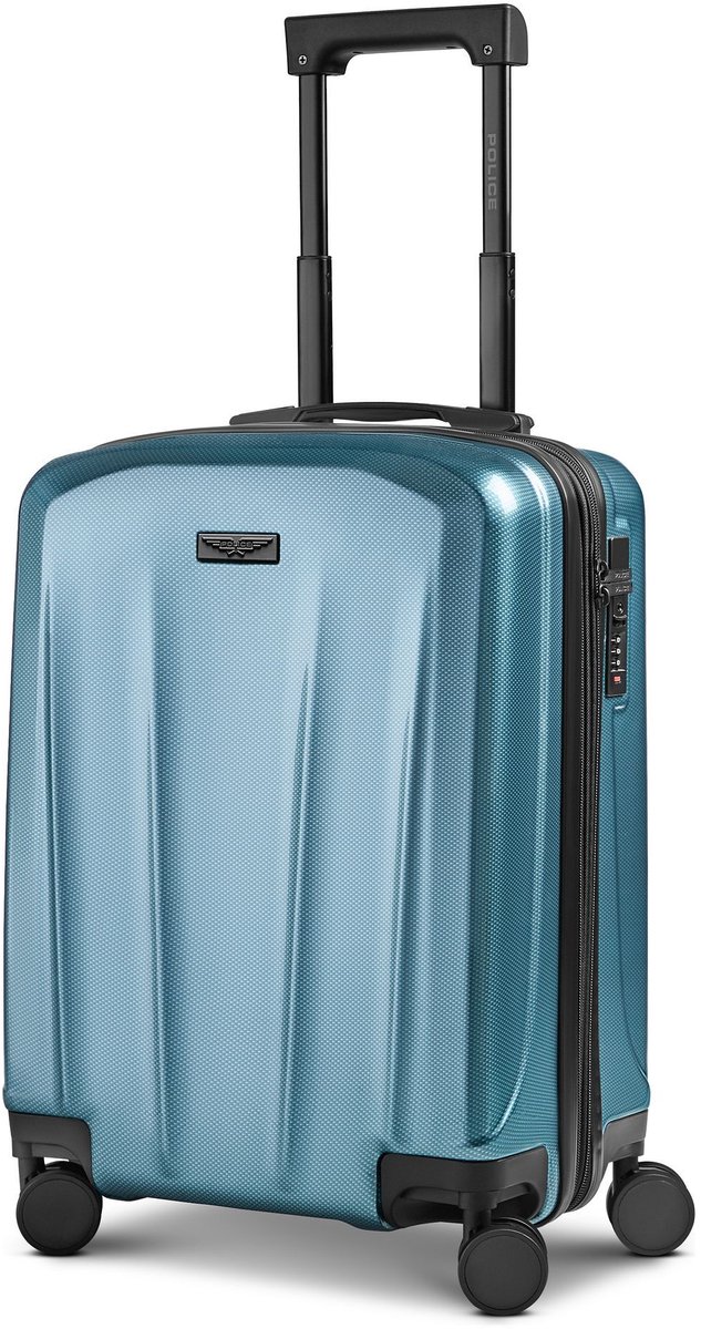 Police New York 4 wielen Cabinewagen S 54 cm met uitbreidingsplooi - Harde bagage - TSA slot - ice blue