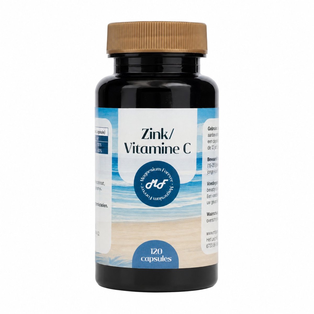 Magnesium-Forever Zink & Vitamine C – 10 mg Zink & 400 mg Vitamine C – 120 Plantaardige Capsules
