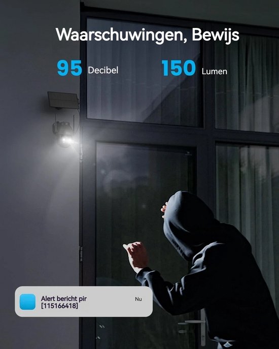 ieGeek 2K PTZ Bewakingscamera Buiten Draadloos met Batterij, Solar WiFi Beveiligingscamera voor thuis met Zonnepaneel en PIR Bewegingsdetectie, Kleuren Nachtzicht CCTV IP Camera Security - zwart - 3 stuks van ieGeek — afbeelding 5