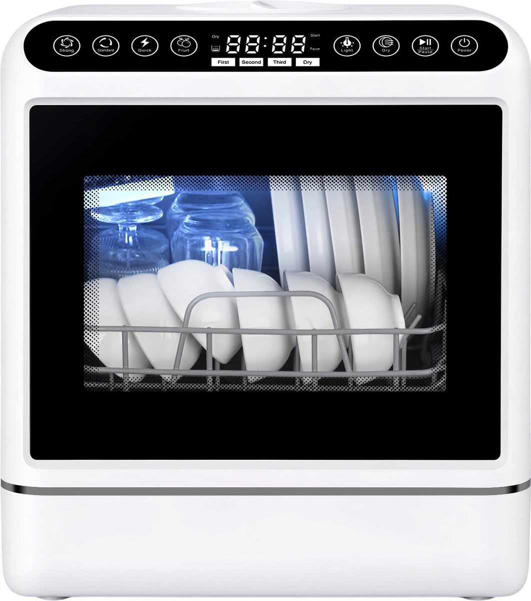 Mini Vaatwasser -Vrijstaande Compacte Vaatwasser voor 4-6 Couverts - 5 Wasprogramma's -Touchbediening - 5 L Waterreservoir - 1000 W