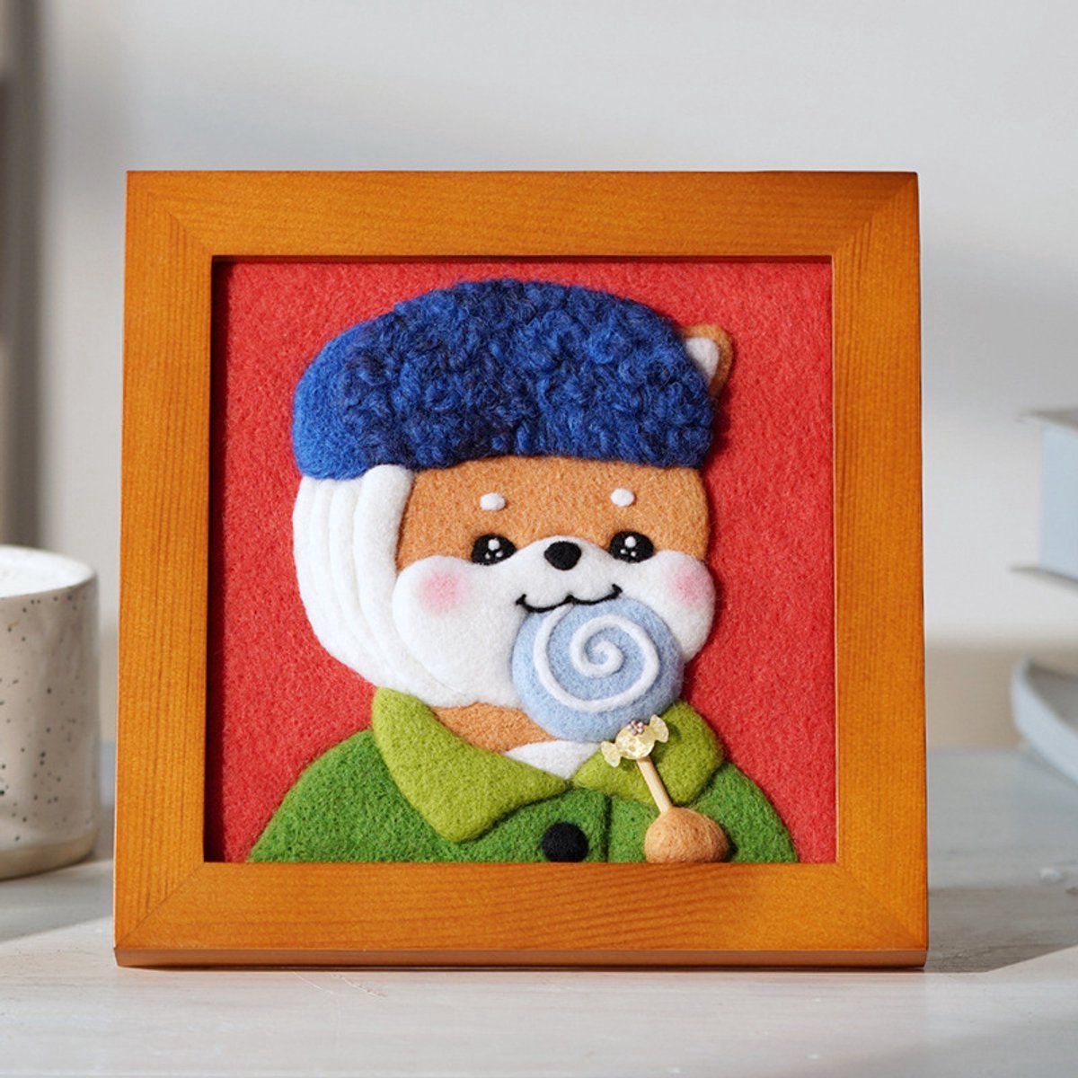 Casalora Punch Needle - Van Goghs zelfportret - Naaldvilten DIY Kit voor Volwassenen - Borduurpakket - Wol Schilderij Maakset met Vilten Wol, Viltnaalden, Viltmat, Borduurraam en Handleiding – Creatieve Hobbyset voor Wanddecoratie