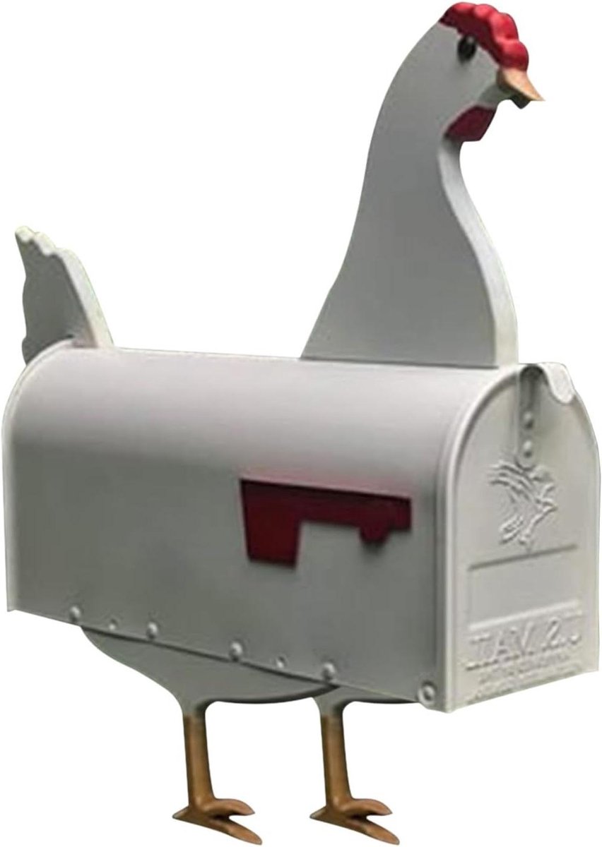 Brievenbus kip - Decoratieve postbus - Post ontvangen - Stevige materialen - 38 cm hoog - Wit