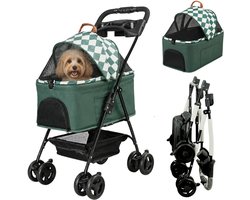 HiPet Bello Hondenbuggy Groen – Inklapbaar – 4 Wielen – Tot 15 kg – Voor Middelgrote en Grote Honden