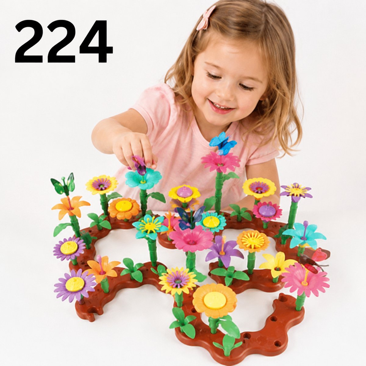 Bloemen Fijne Motoriek Speelgoed - 224 Stuks - Bloemen Speelgoed - Bloemen Bouwpakket - Open Ended Speelgoed - Creatief Educatief Speelgoed - Voor Kinderen Vanaf 3 Jaar - Kleurrijk
