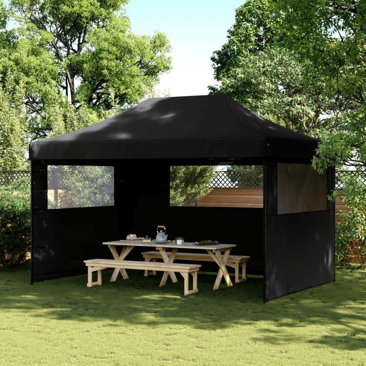 Opvouwbare Partytent - Pop-up Paviljoen - Feestelijke Bijeenkomst - Pop-up Snel Opgezet - 3x4 Meter - Zwart