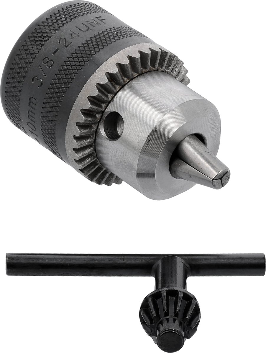 Tandkrans Boorkop met Sleutel – 1,5 tot 10 mm – 3/8" (9,5 mm) 24UNF Schroefdraad – Koolstofstaal – Voor Boor- en Klopboormachines