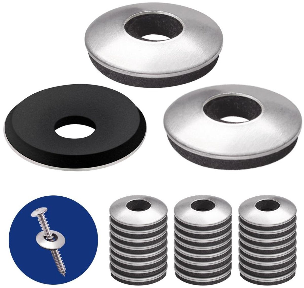 EPDM Afdichtringen - Rondellen met afdichting - Waterdicht Bevestigen - Roestvrij staal met EPDM - M5.5 x 16 mm - Zwart