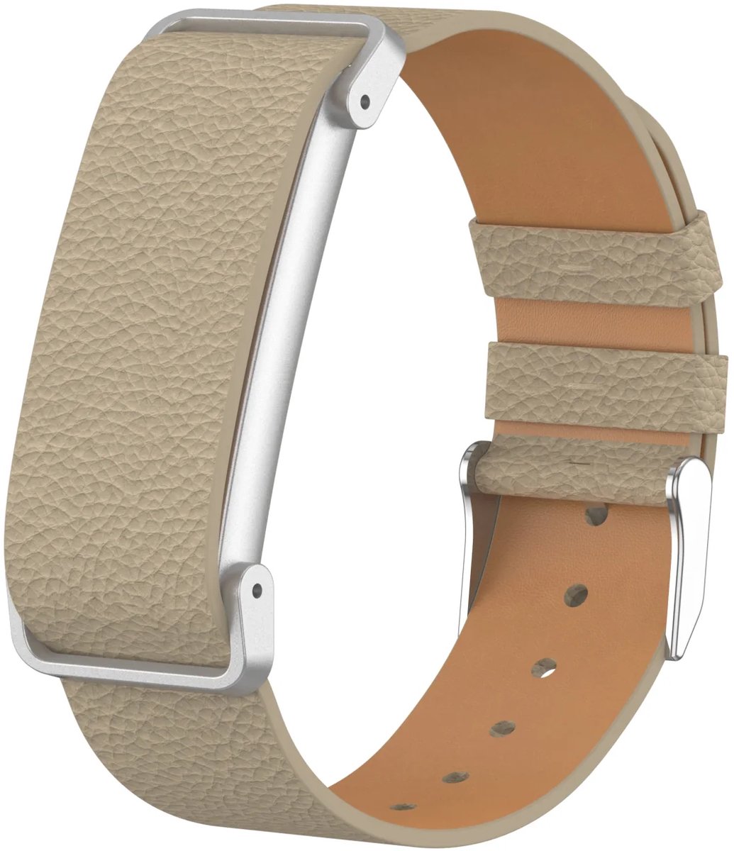 Strap-it Lederen bandje geschikt voor Fitbit Air - Coffee