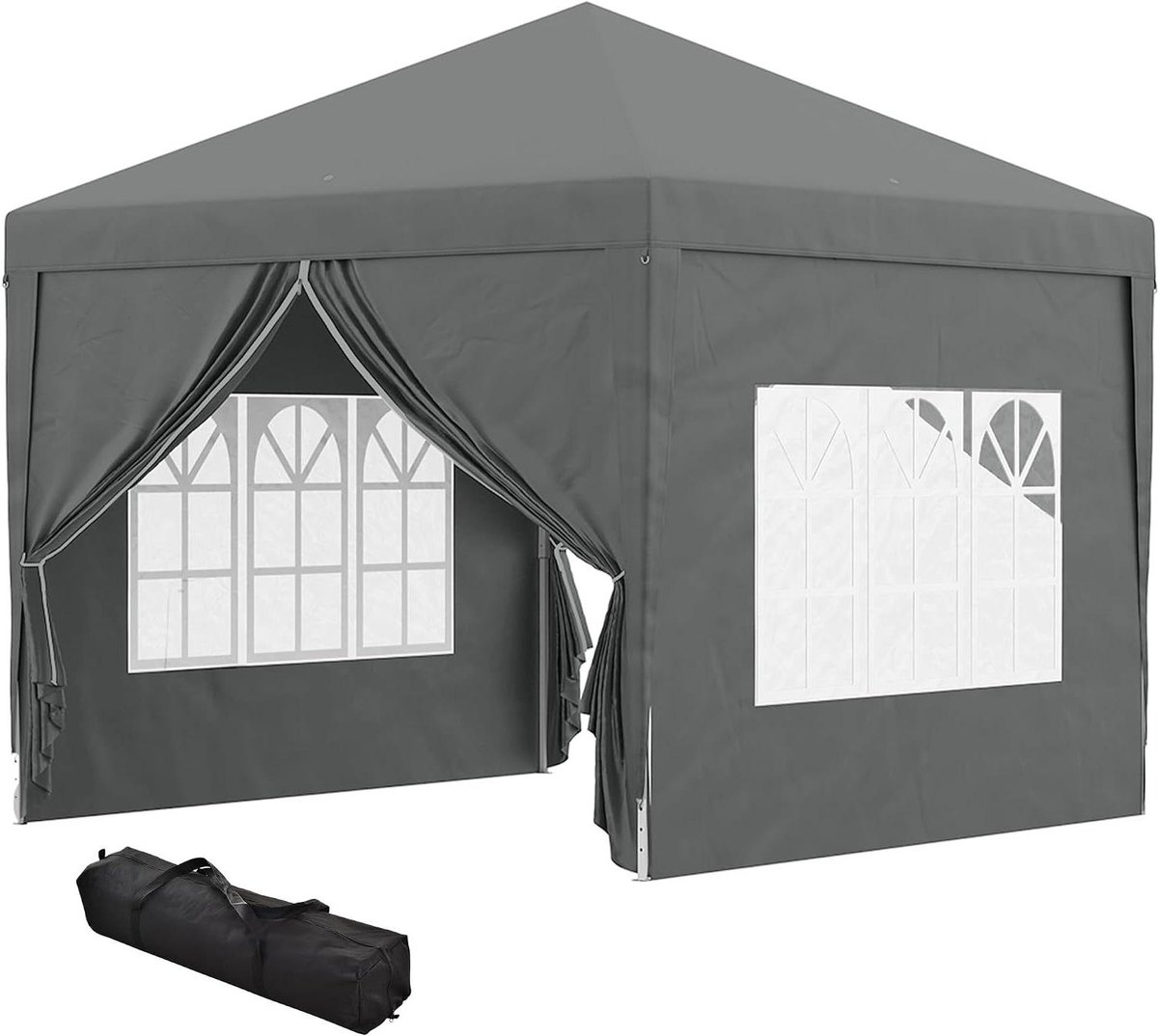 Partytent - Feesttent Paviljoen - Buitenfeest Organiseren - Waterafstotend UV-bestendig - 3x3 Meter - Grijs