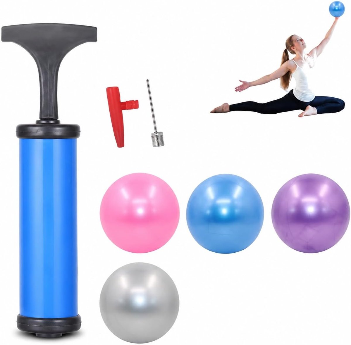 Pilatesbal 25 cm - kleine fitnessballen - ideaal voor yoga en gymnastiek - set van 4 stuks - SnelShoppen