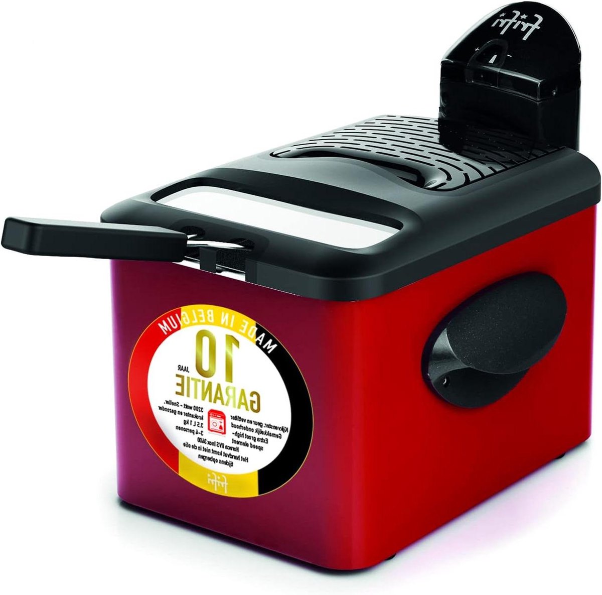 Friteuse - Frituurpan - Lekker Frituren - Geurremmende laag - 3.5 liter - Zwart Rood