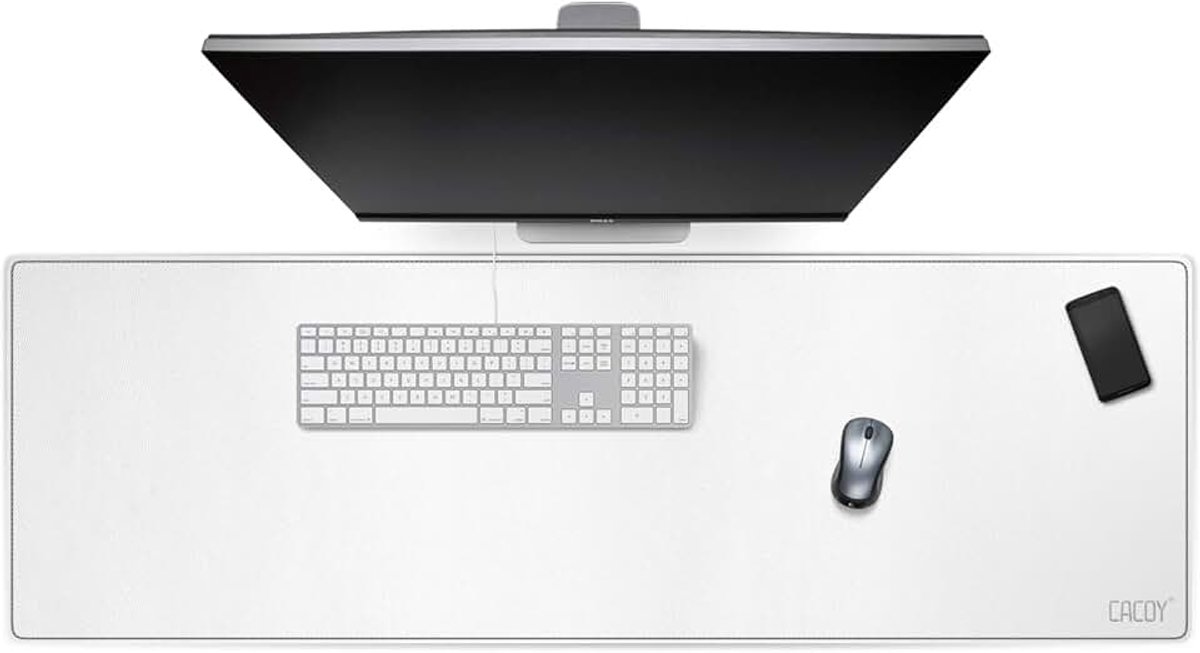 120x40cm muismat groot PU lederen bureau pad uitgebreid schrijfblok voor kantoor en thuis (Wit)