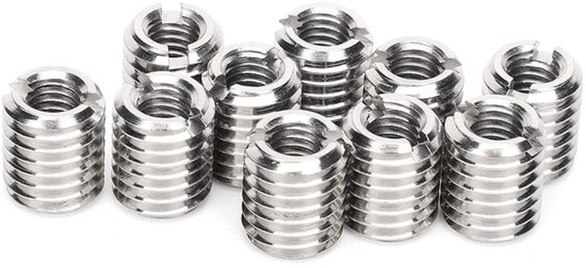 - Schroefdraad Reparatie Insert Moer - M6x1.0 en M10x1.5 - Roestvrij staal - 10 Stuks - Schroefdraadherstel - Voor M8-draad