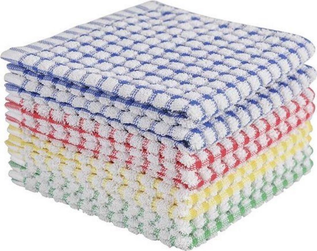 8 stuks - vaatwassen doek - puur katoen rooster - doek voor theedoeken reinigen - keuken waterzuigende handdoek - volledig katoen - gemengde kleuren