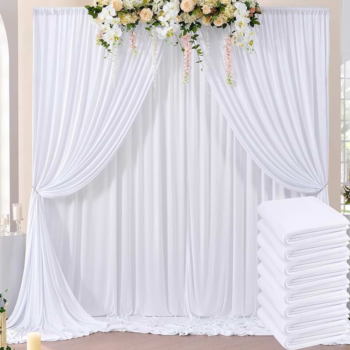 3 x 12 m fotoachtergrond wit voor bruiloft, fotografie en decoratie - kreukvrije achtergrond voor bruiloftsfeesten
