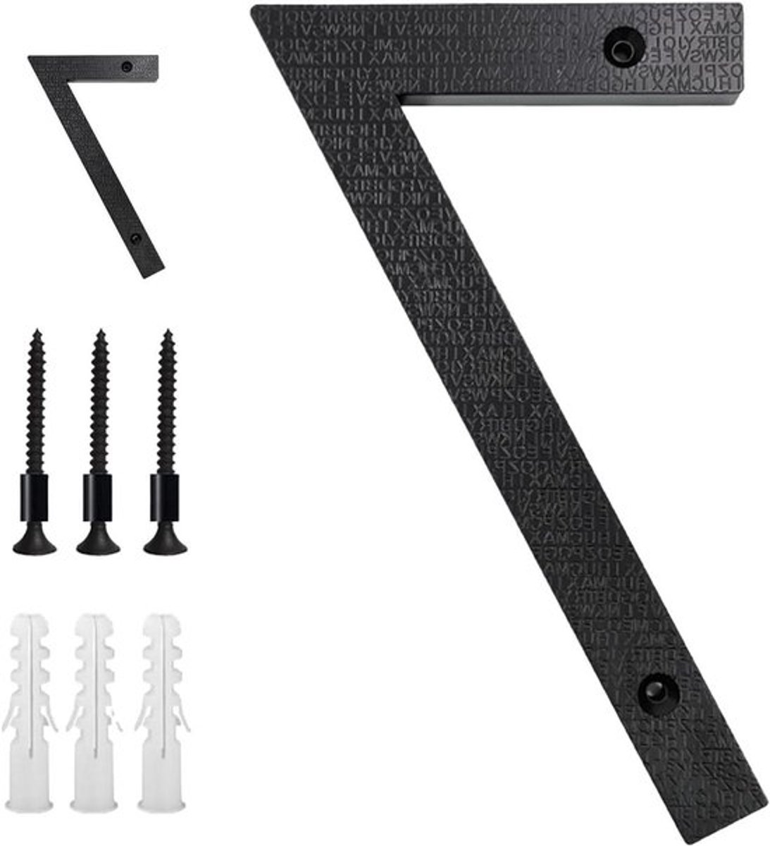 Roestvrij staal Huisnummerplaat 12,7 cm Zwart 3D-effect - Voor Kantoordeuren Brievenbussen Garages - Cijfer 7