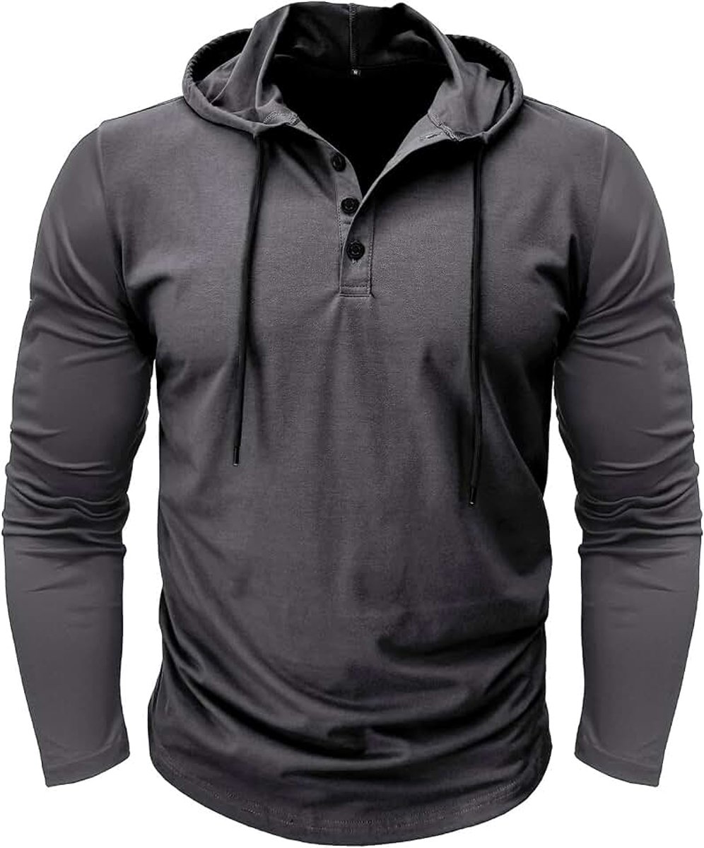 Atletische hoodie met korte mouwen voor heren, modieuze pullover voor fitness, shirt met capuchon, knoopsluiting, zomerse sweater, lichte hippe hikeshirts voor heren, boksen, trektochten