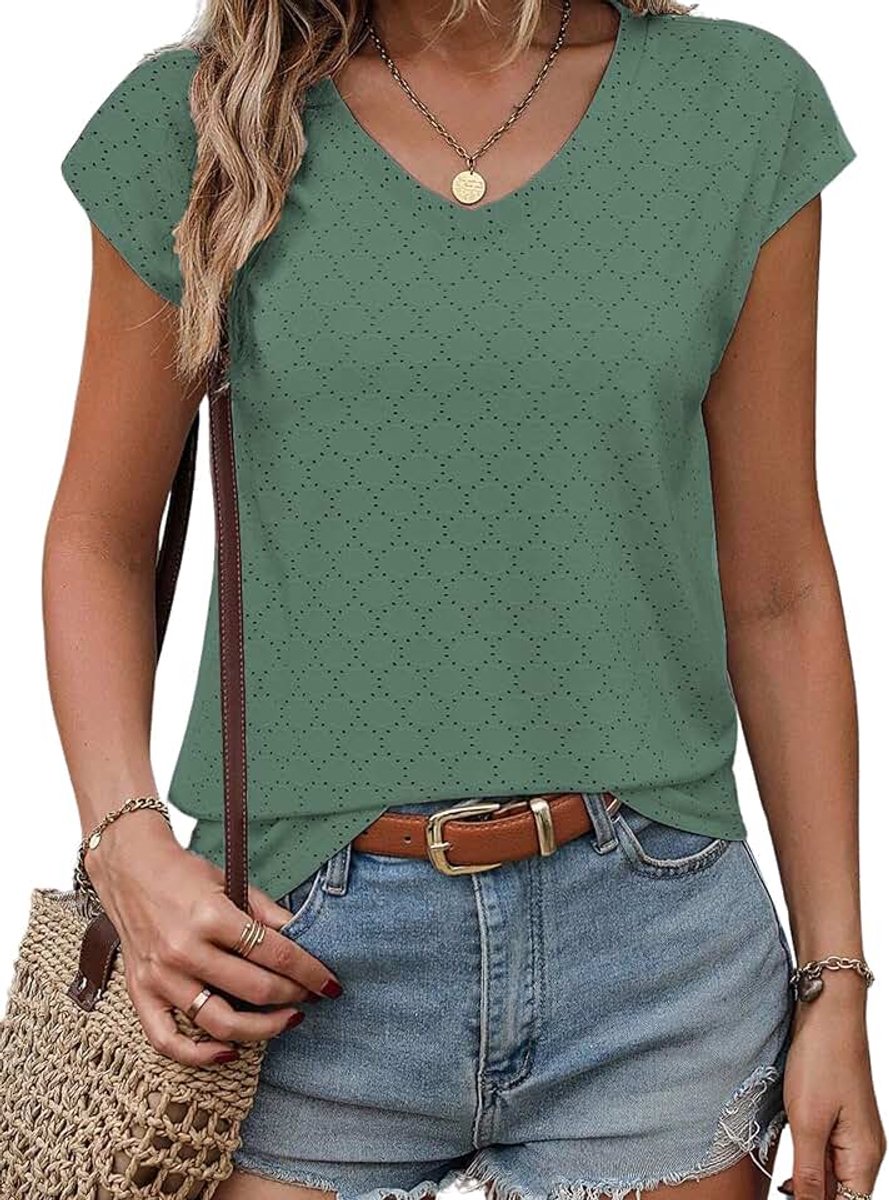 Vest voor vrouwen zomer tops dames V-hals mouwloos oogje losse casual blouse korte elegante T-shirts basic klassieke tank top cap mouw