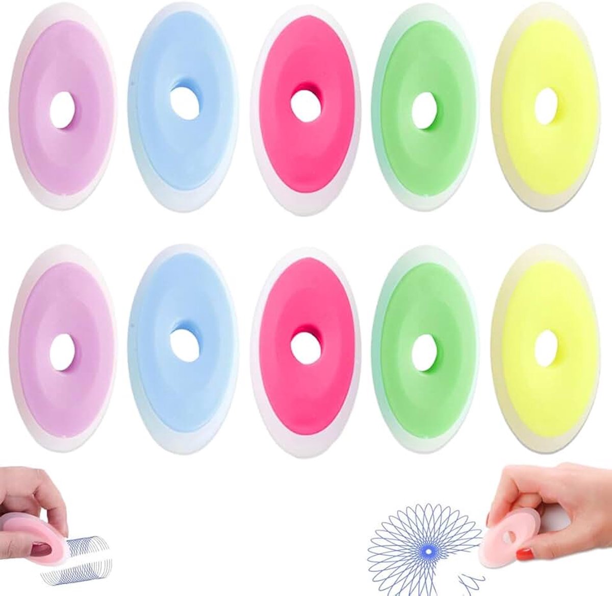 Gum voor uitwisbare pen: 10 stuks verschillende kleuren ovaal klein voor warmtegevoelige inkt en uitwisbare potloden.