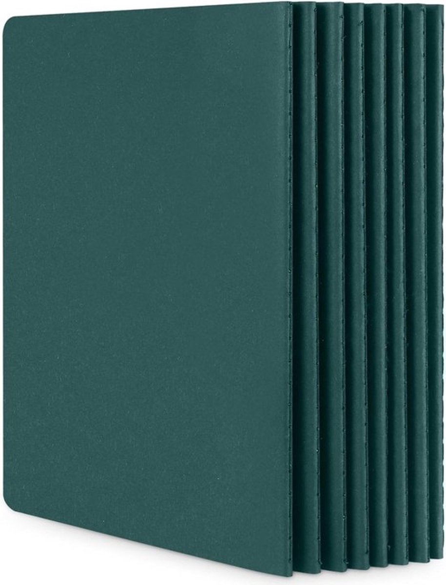 Set van 8 A5-notitieboeken met soft cover - 60 pagina's gelinieerd papier voor reizen, notities en journaling - donkergroen 21x14 cm met 100GSM papier