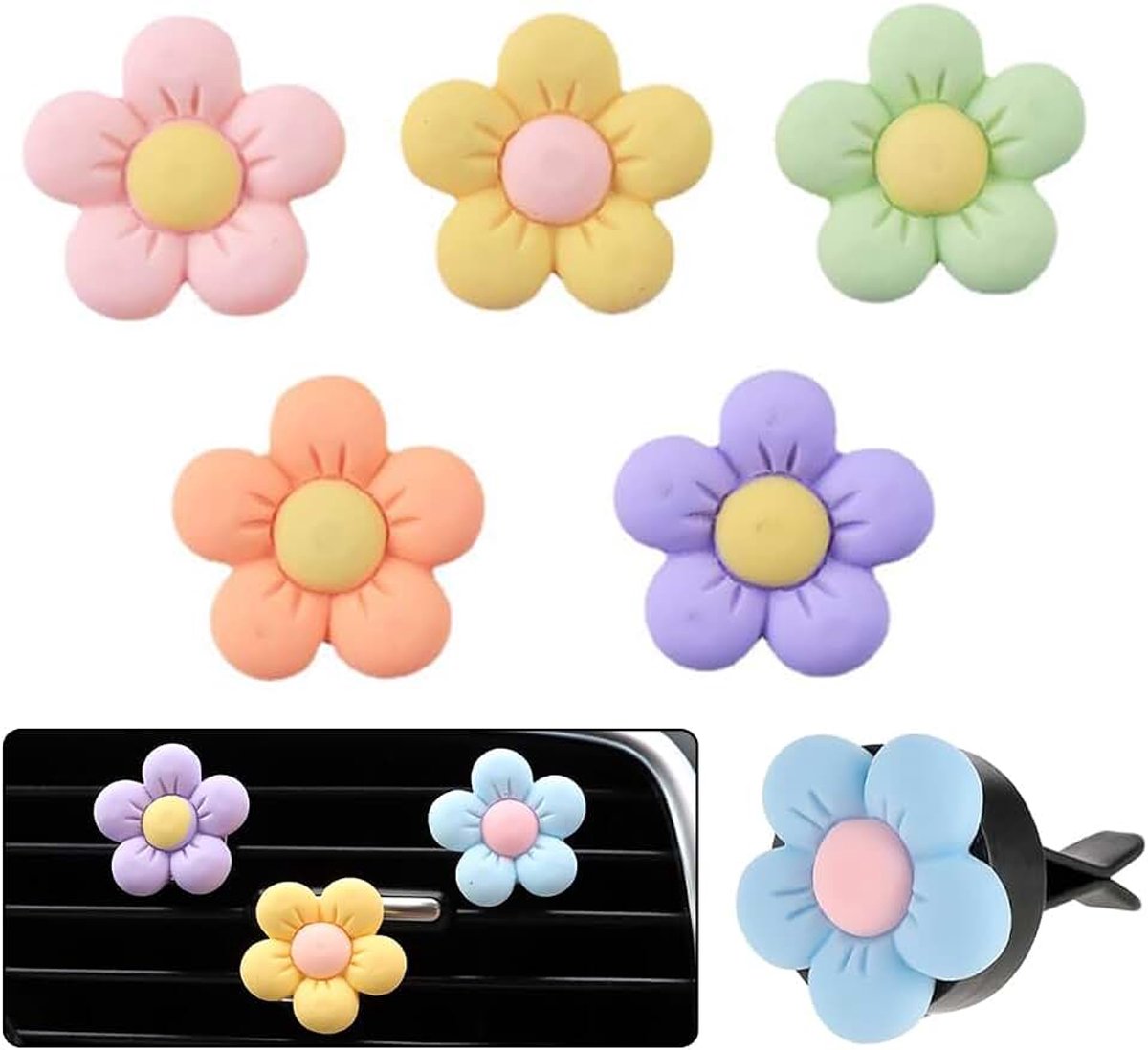 6 stuks madeliefjes bloem auto luchtverfrisser clip auto-accessoires interieur decoratie vrouwen auto-decoratie accessoires auto decoratie interieur voor auto woonkamer kantoor clip