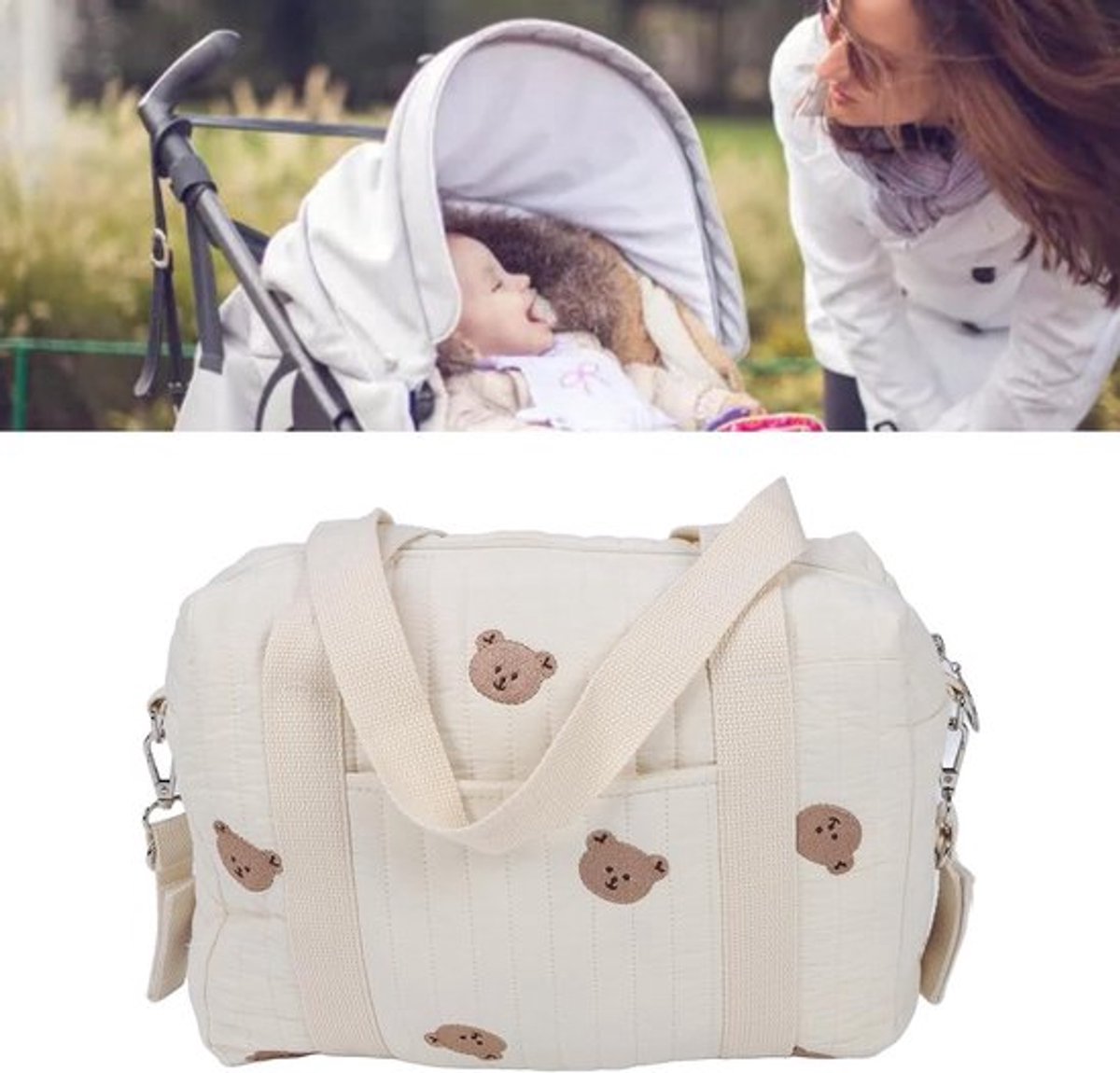 Multifunctionele Organizer voor Kinderwagens, Herbruikbare Luiertas met Opbergruimte en Handvatten