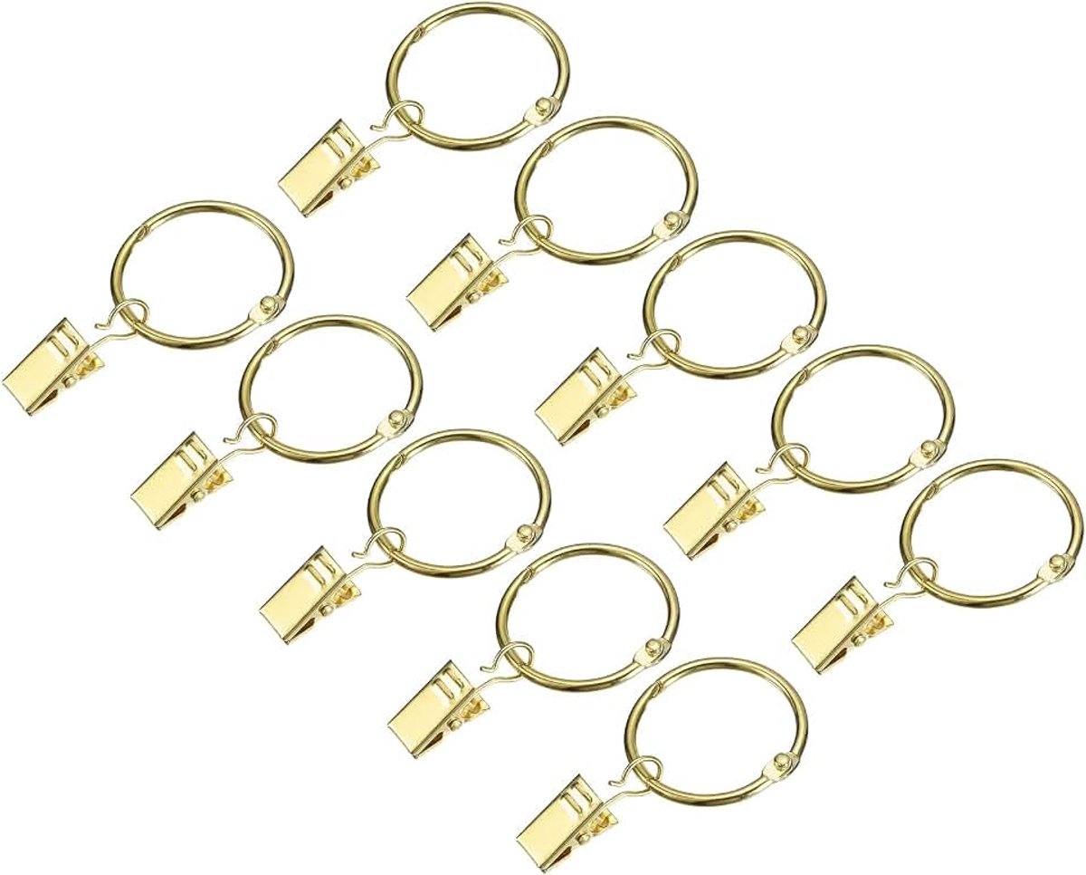 Ringen met clip, 14 stuks ringen voor gordijnen, 3,22 inch haken, ringclip voor gordijnroede (goud)