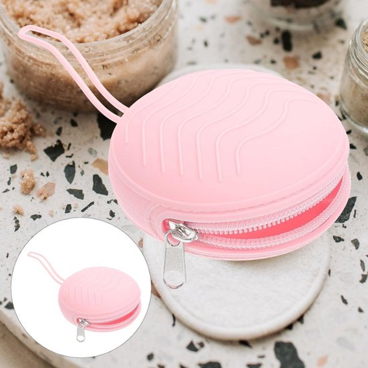 Menstruatiecup Opbergdoos - Silica Gel Roze, 2 Stuks, Duurzaam, Compact en Hygiënisch voor Menstruatiezorg