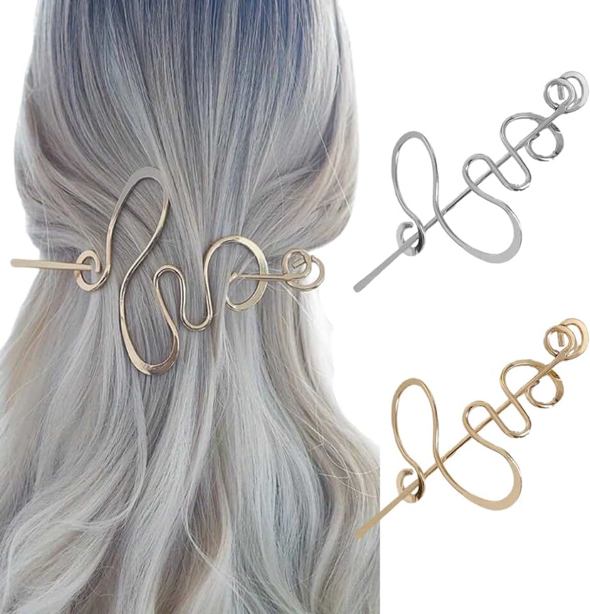 Haarspelden set haarspeld met stokjes chignon pinnen voor dames (goud + zilver)