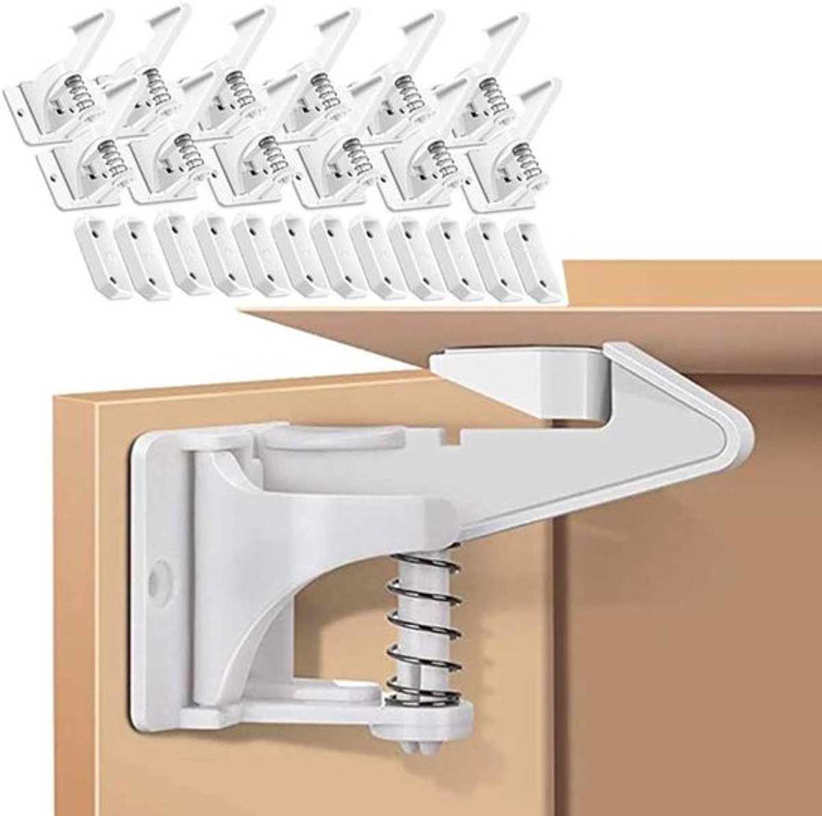 12-pack Kinderslot voor Kast - Babyveilig en Onzichtbaar - Montage zonder Boren - Voor Kasten, Lades en Keukenkastdeuren