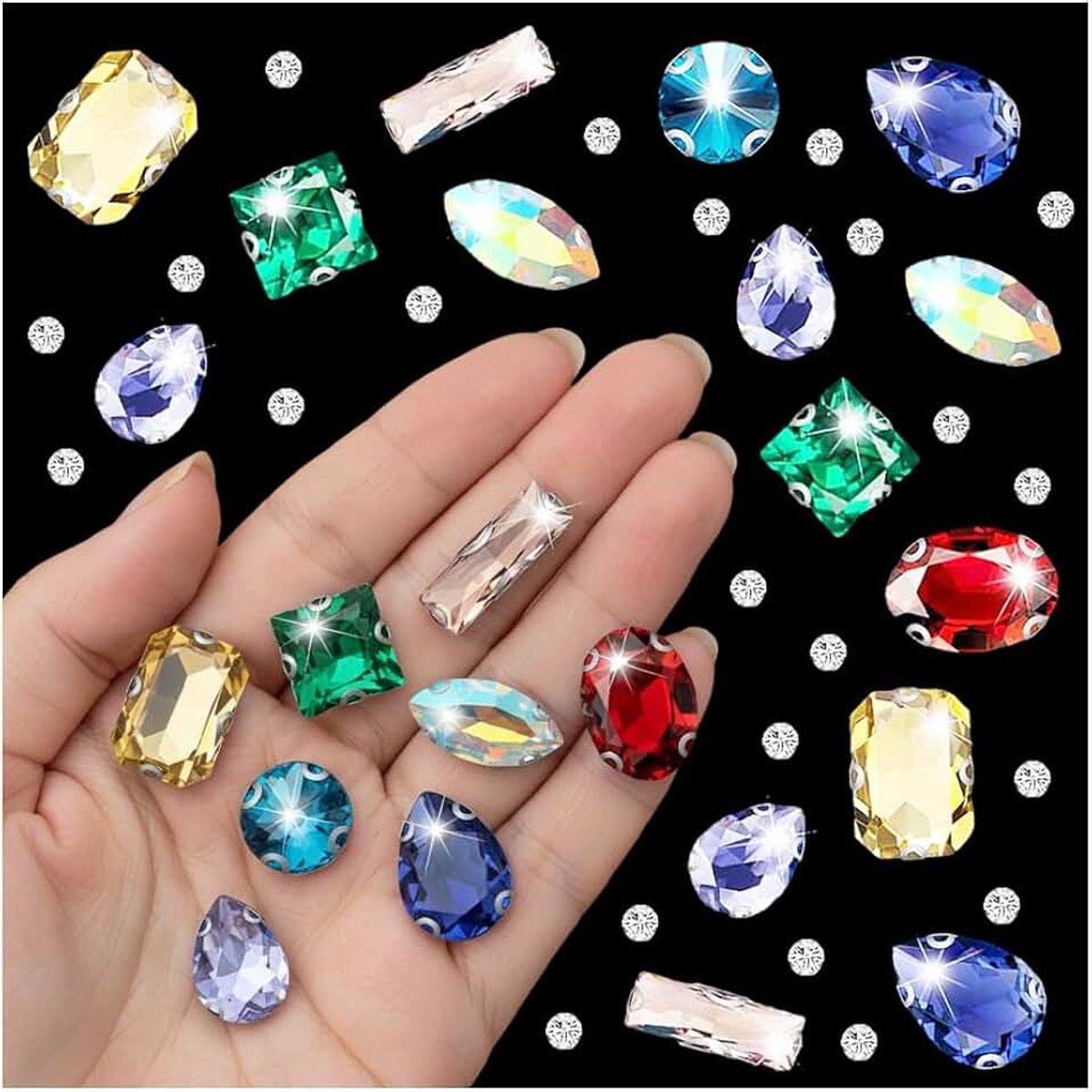 240 stuks strass-steentjes om op te naaien, stoffen strassteentjes voor kleding, decoratieve kristallen voor modesieraden, decoratie, meerkleurig