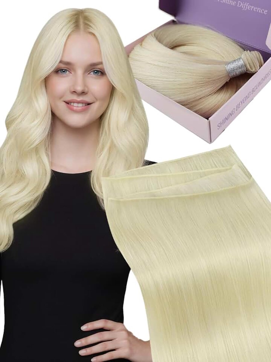 Natuurlijk menselijk haar, 60 g, 60 cm, blond, haarverlenging | Haarverlenging, natuurlijk haar, hittebestendig, styling, natuurlijk kapsel, verjaardagen, feesten, professionele look