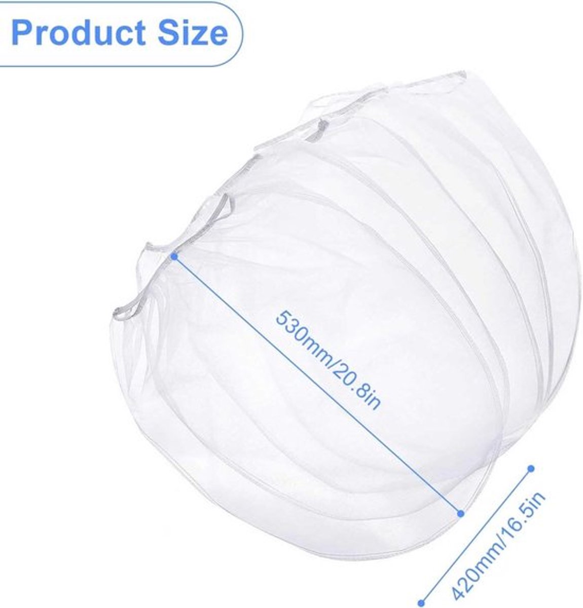 Witte filterzak met elastische opening voor 5 gallon filtering van verf en vlekken (530 x 420 mm)