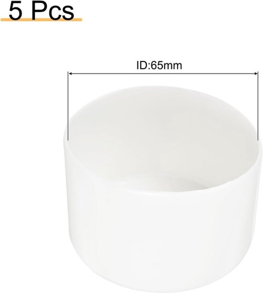 Rubberen Stoppen 65mm - Set van 5 Stuks - Vinyl Doppen voor Buizen en Meubels - Wit