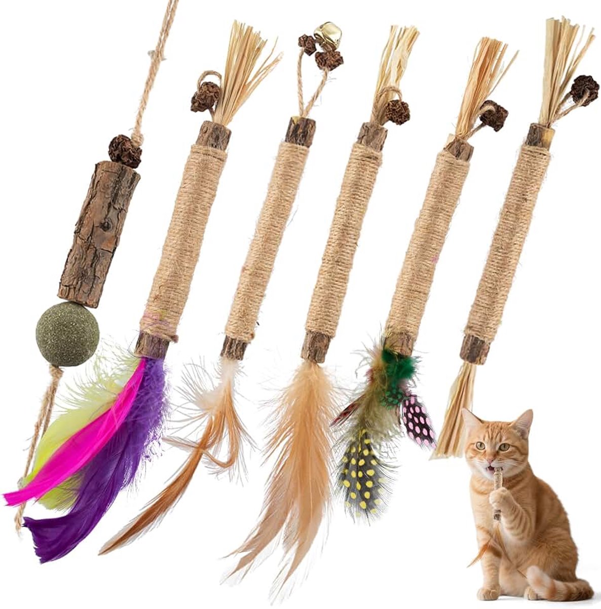 Lee Kattenkruidsticks, 6 stuks, natuurlijke kauwstokken voor katten, tandverzorging en mondgezondheid, 15 x 10 x 2 cm