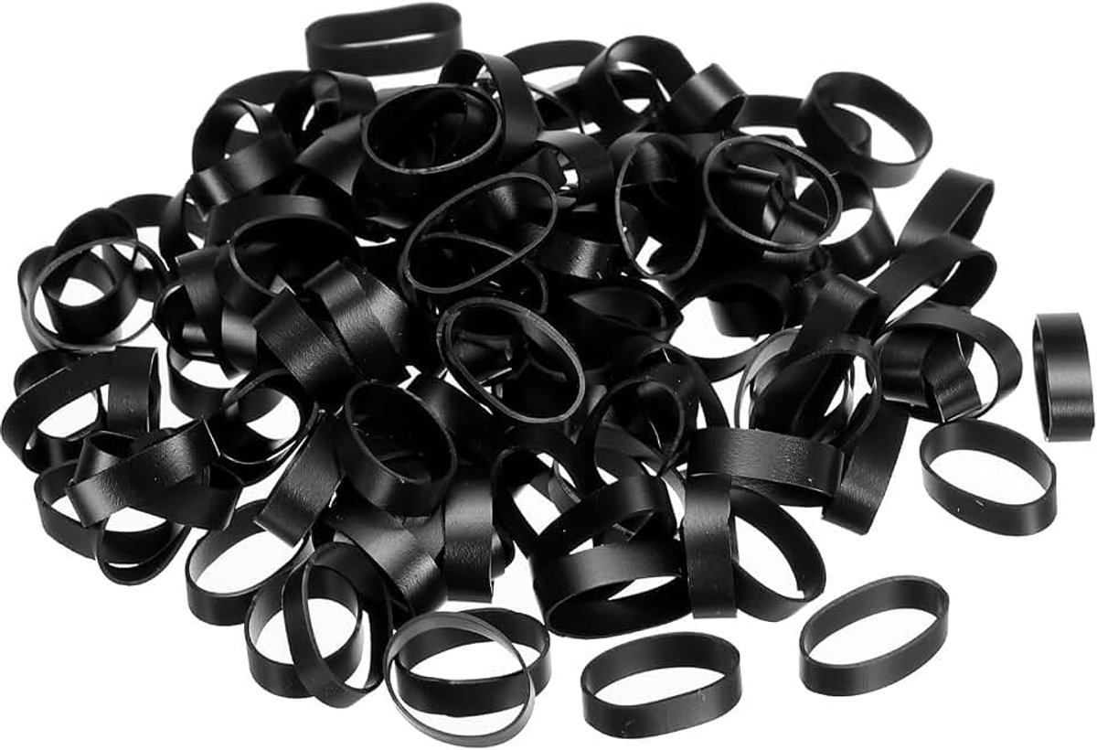 Siliconen elastiekjes kabelbinders 50 stuks antislip 3/4 inch plat zwart voor koordwikkeling, zakwikkels, kunst