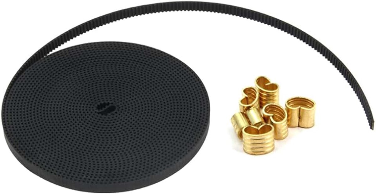 Timing rubberen riemlengte 5 meter breedte 6 mm met 6 stks koperen gesp voor 3D printer (gelt+koperen gesp)