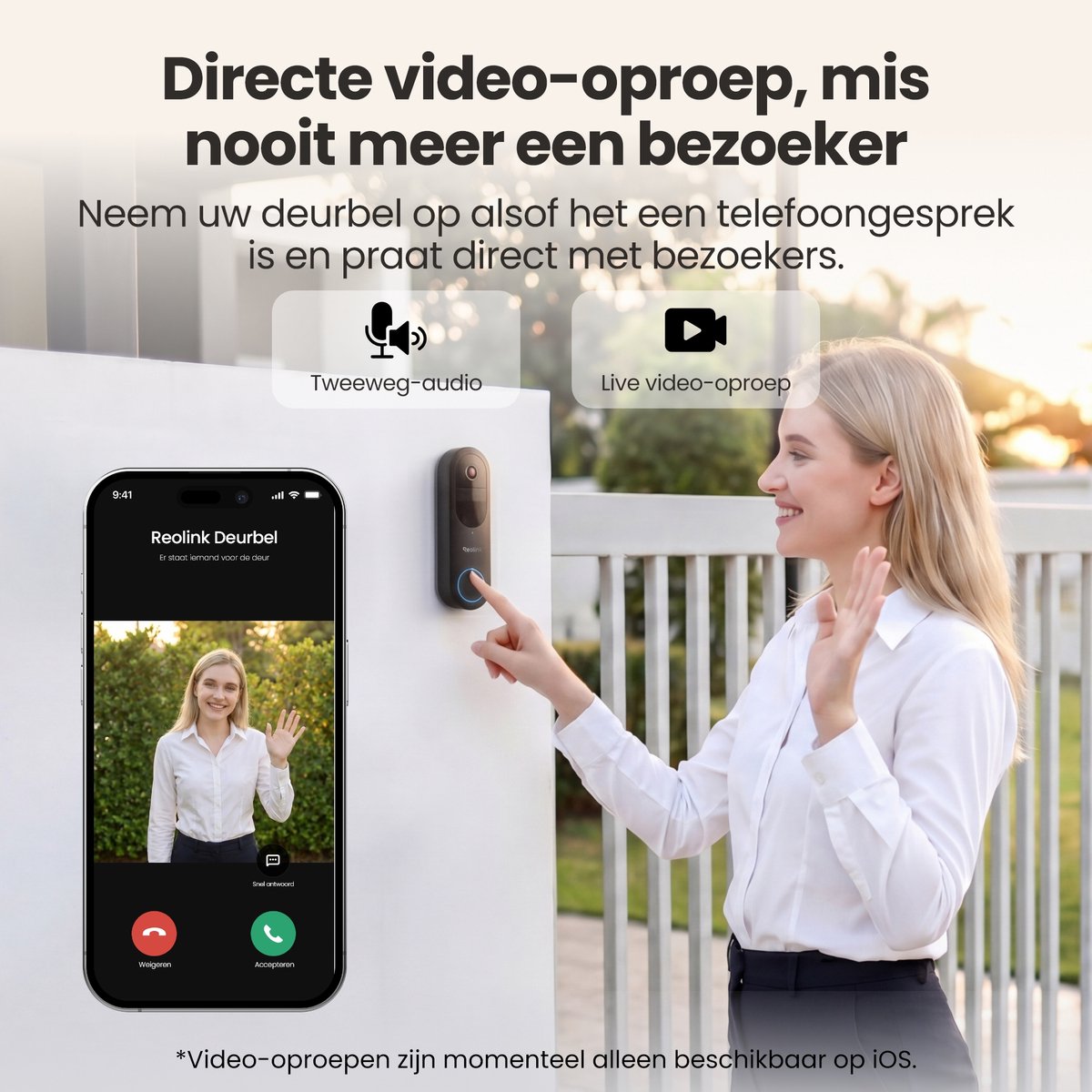 Reolink 2K 4MP Videodeurbel met 180 Graden Uitzicht - afbeelding 3
