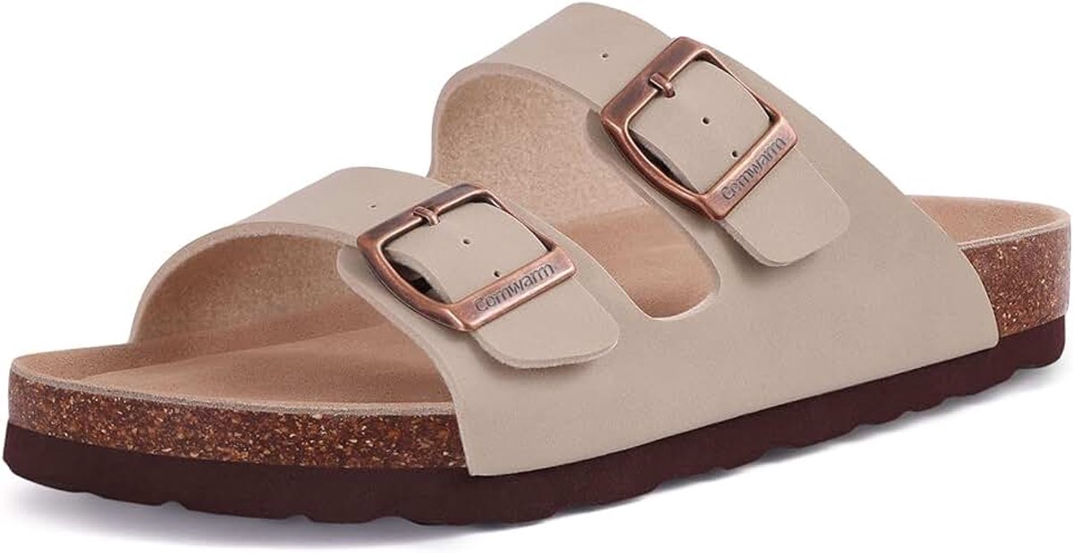 Sandalen met kurken voetbed voor dames, comfortabele zomersandalen met verstelbare gesp, slippers