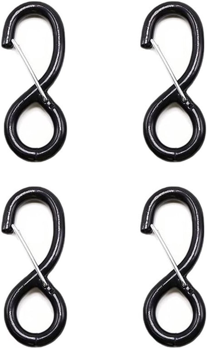 Set van 4 Sterke Ratchet Haak, 25mm x 800kg S Haak met Vergrendeling voor Spanbanden, Vrachtwagenbevestigingen en Webbing Straps