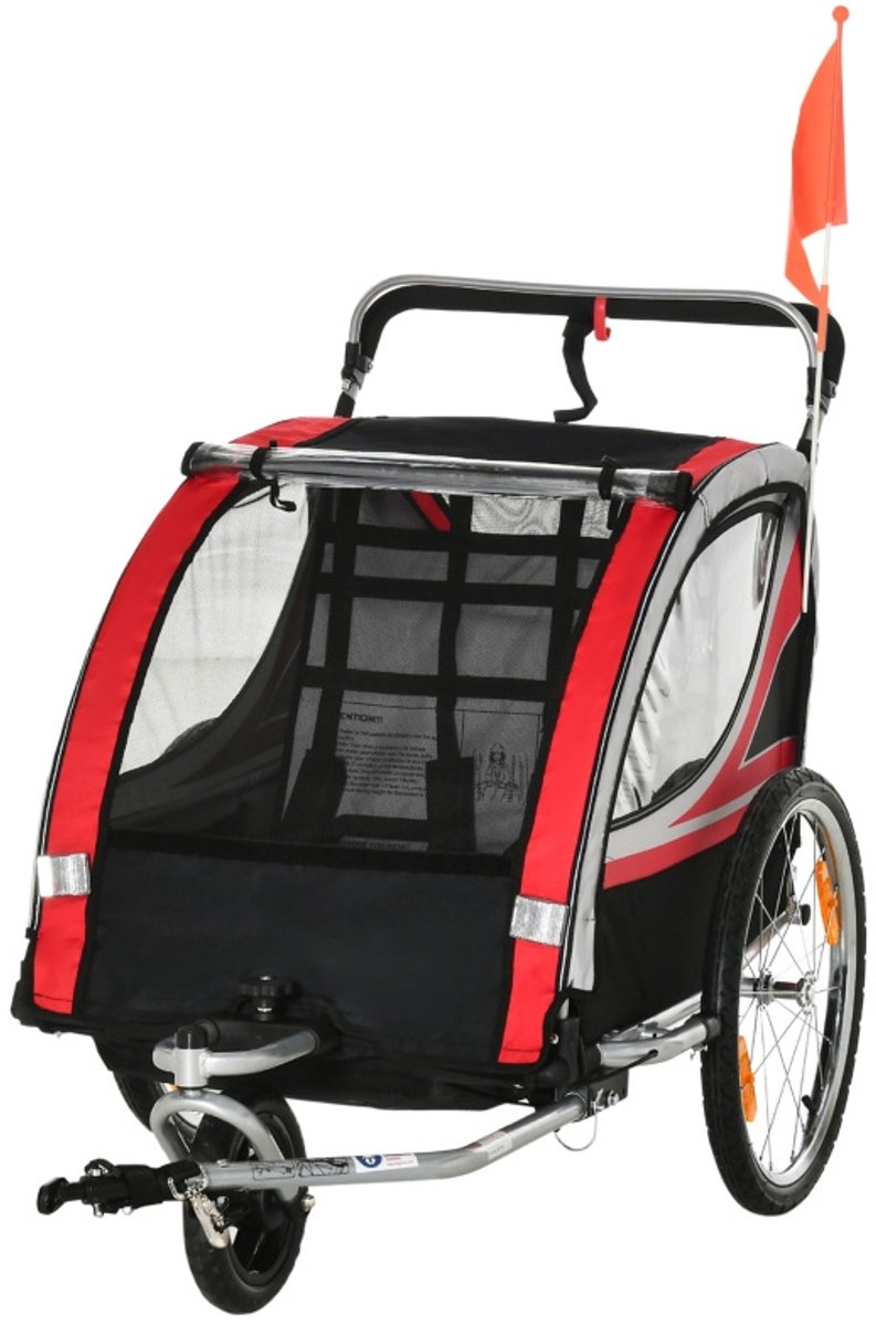 Fietskar 142x75x101cm Zwart Staal 2 in 1 Fietskar Voor Huisdieren Met Regenhoes En Veiligheidsgordel Opvouwbaar Ontwerp Makkelijk Te Reinigen Stabiele En Duurzame Constructie Voor Buitenritten