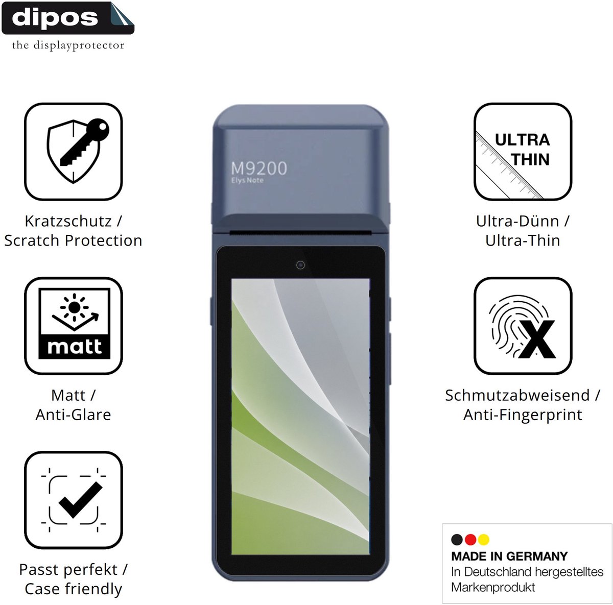 dipos – 4x Matte Beschermfolie geschikt voor Pax M9200 | Krasbestendige & antireflecterende Screenprotector Ultra-Thin